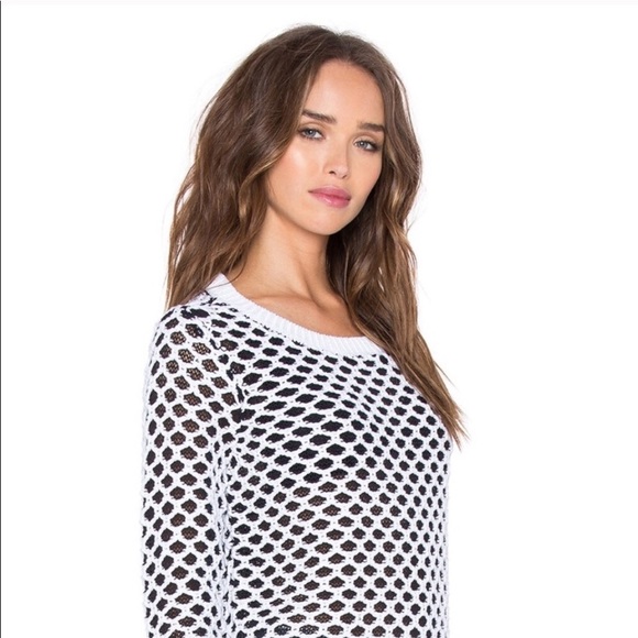 Rag & Bone Taryn Crochet Mesh Black White Sweater - Picture 2 of 9